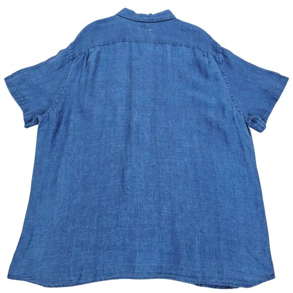 NWT Faherty Shirt Mens XXL Blue Linen Palma Short Sleeve Coastal Casual Nautical - Picture 3 of 11